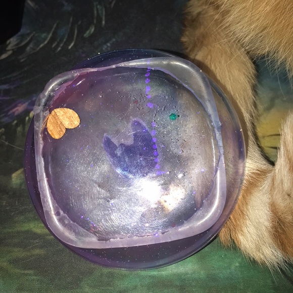 Unique Epoxy Resin Elephant Ring Holder with love wooden heart 💜 by Me💕 - Picture 4 of 6